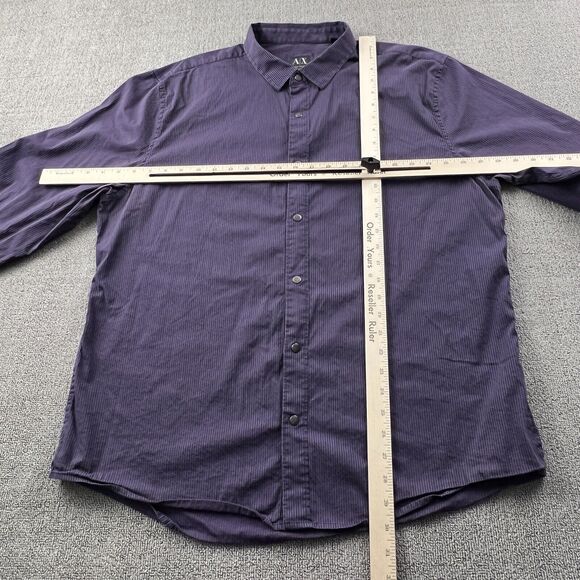 Armani Exchange Shirt Adult 2XL XXL Purple Slim Fit Button Up Long Sleeve Casual - Picture 11 of 14